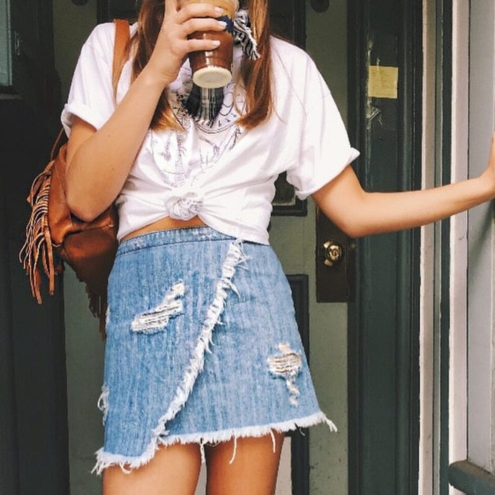 Carmar jean wrap skirt
